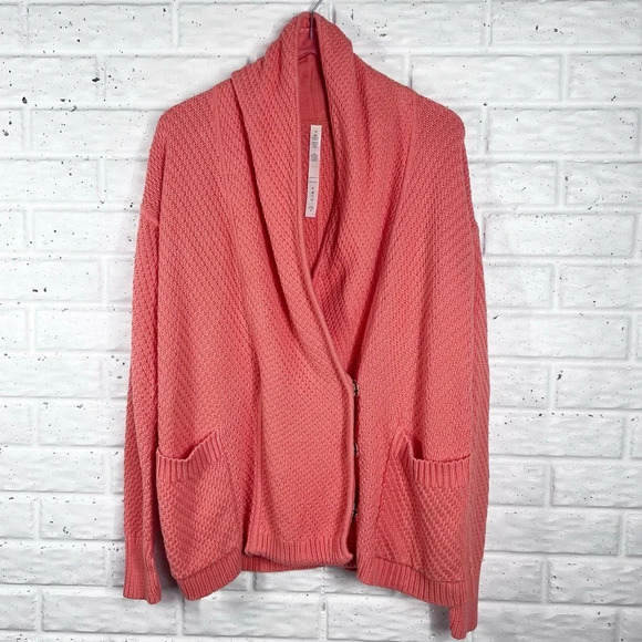 LULULEMON Post Practice Chunky knit Sweater Cardigan Size 10 - Picture 2 of 11
